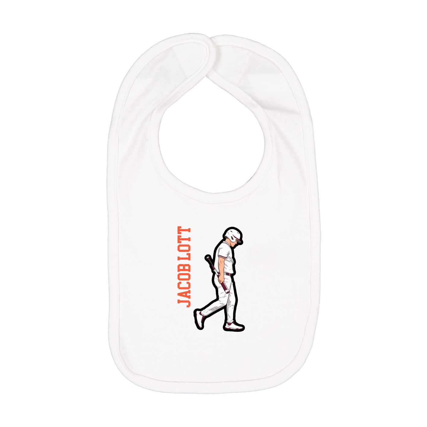 Infant Bib — Name Vertical in White