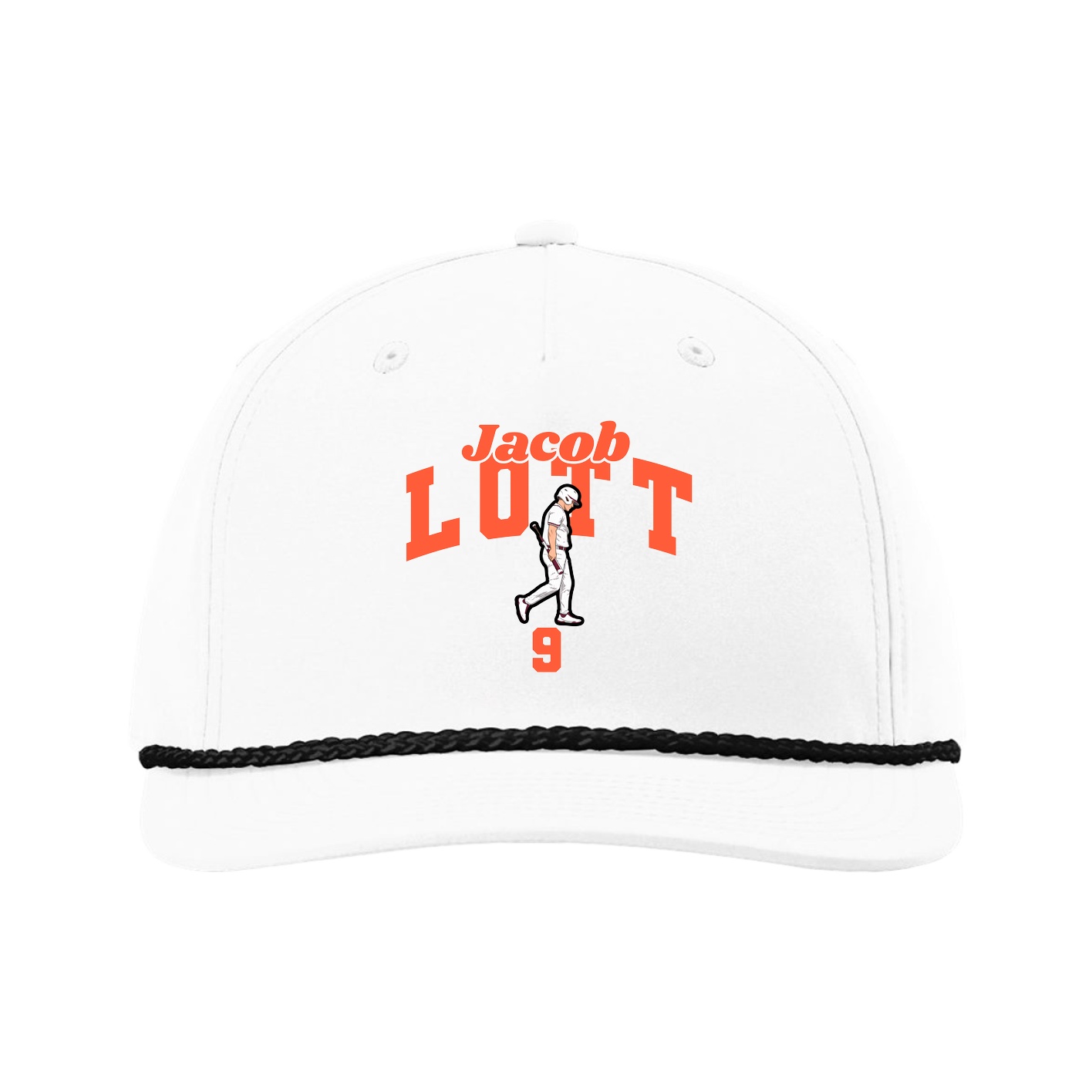 Five-Panel Classic Rope Cap — Signature Arch in White