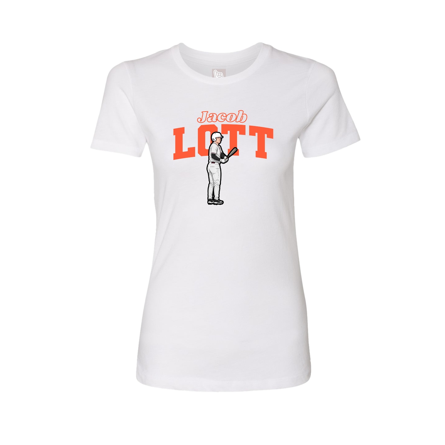 Fitted Women's Tee — Name Arch in White