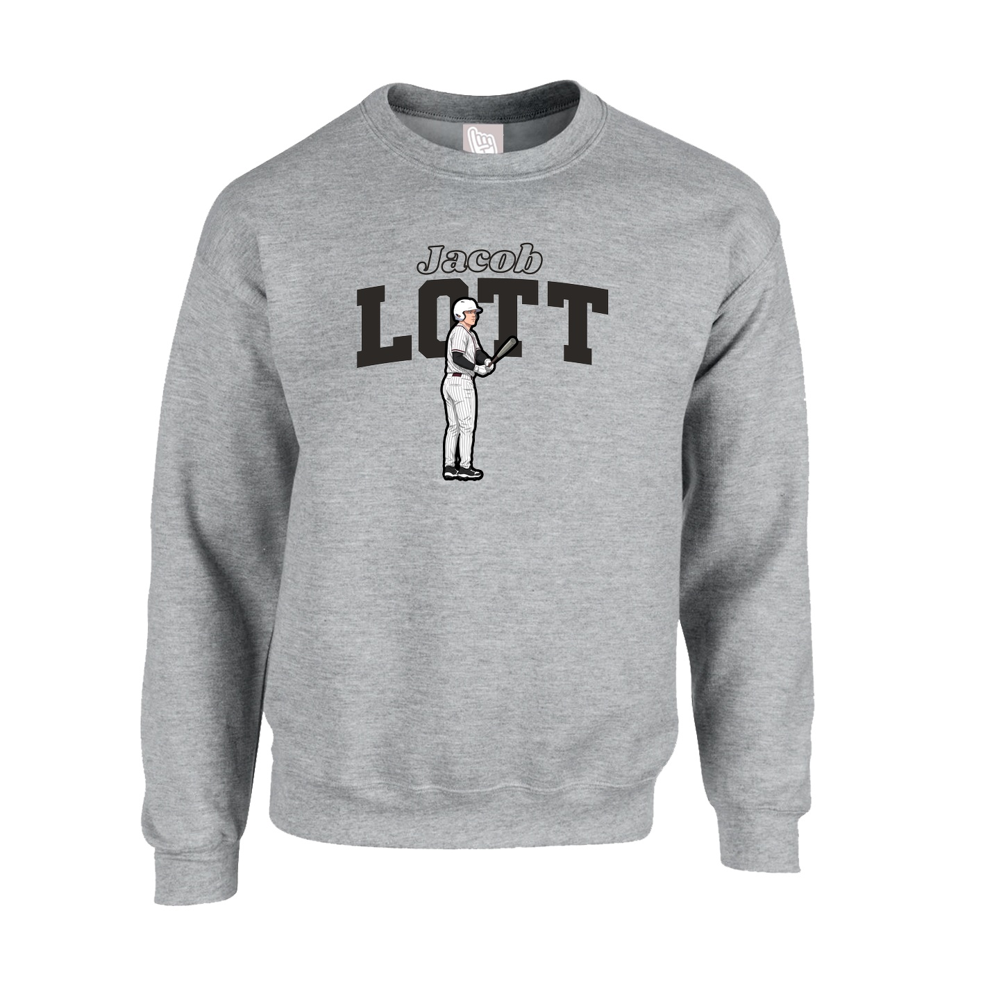 Fleece Crew — Name Arch in Grey
