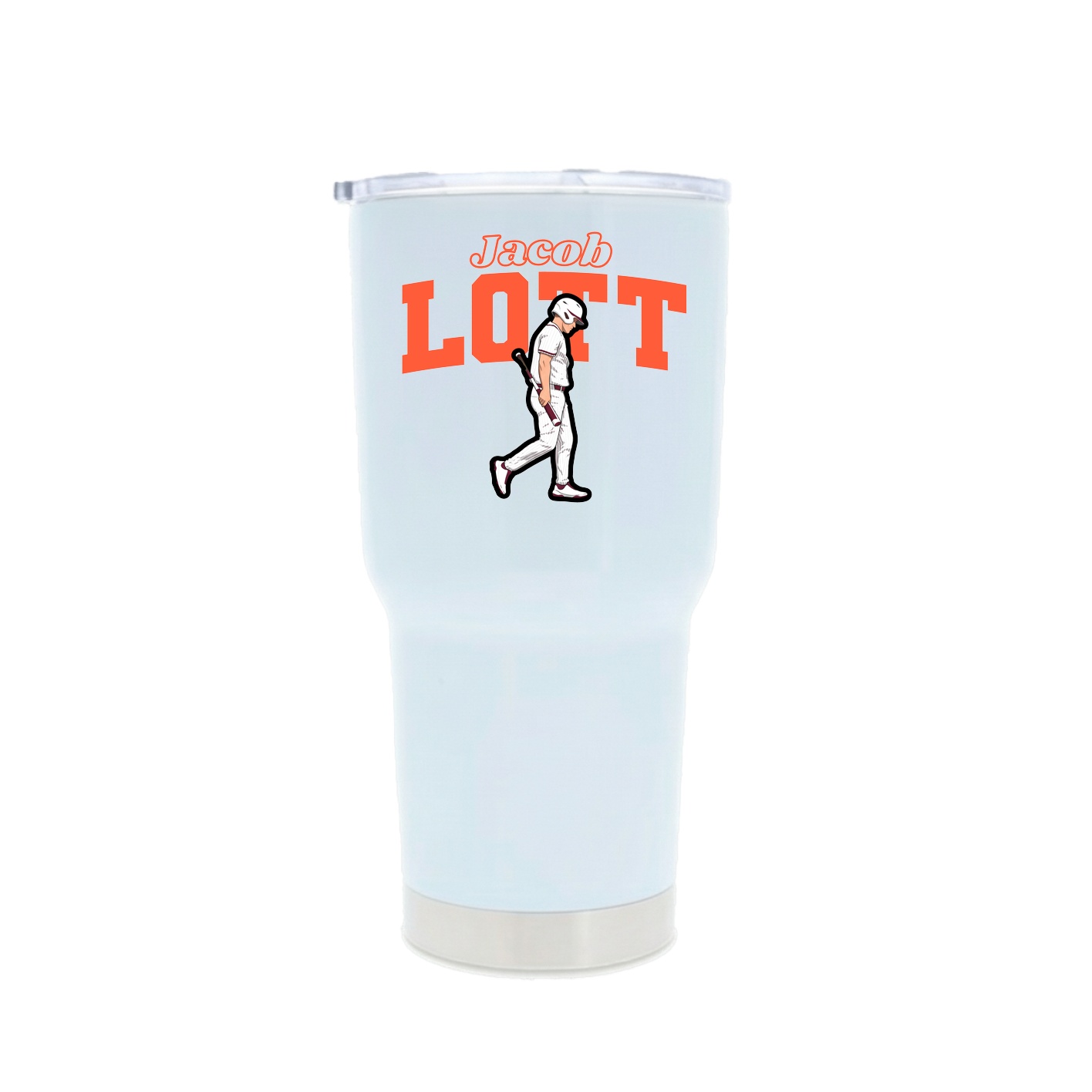 30oz Stainless Steel Tumbler — Name Arch in White