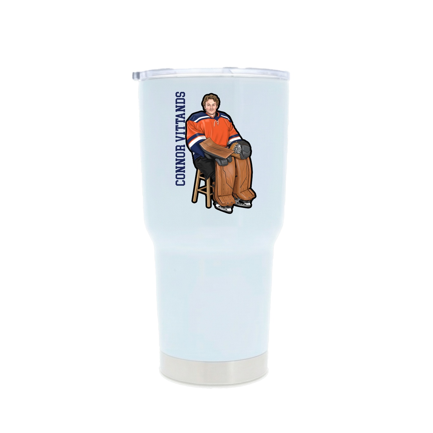 30oz Stainless Steel Tumbler — Name Vertical in White
