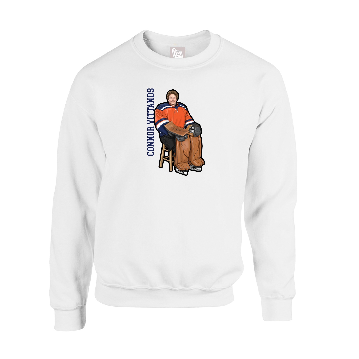 Fleece Crew — Name Vertical in White