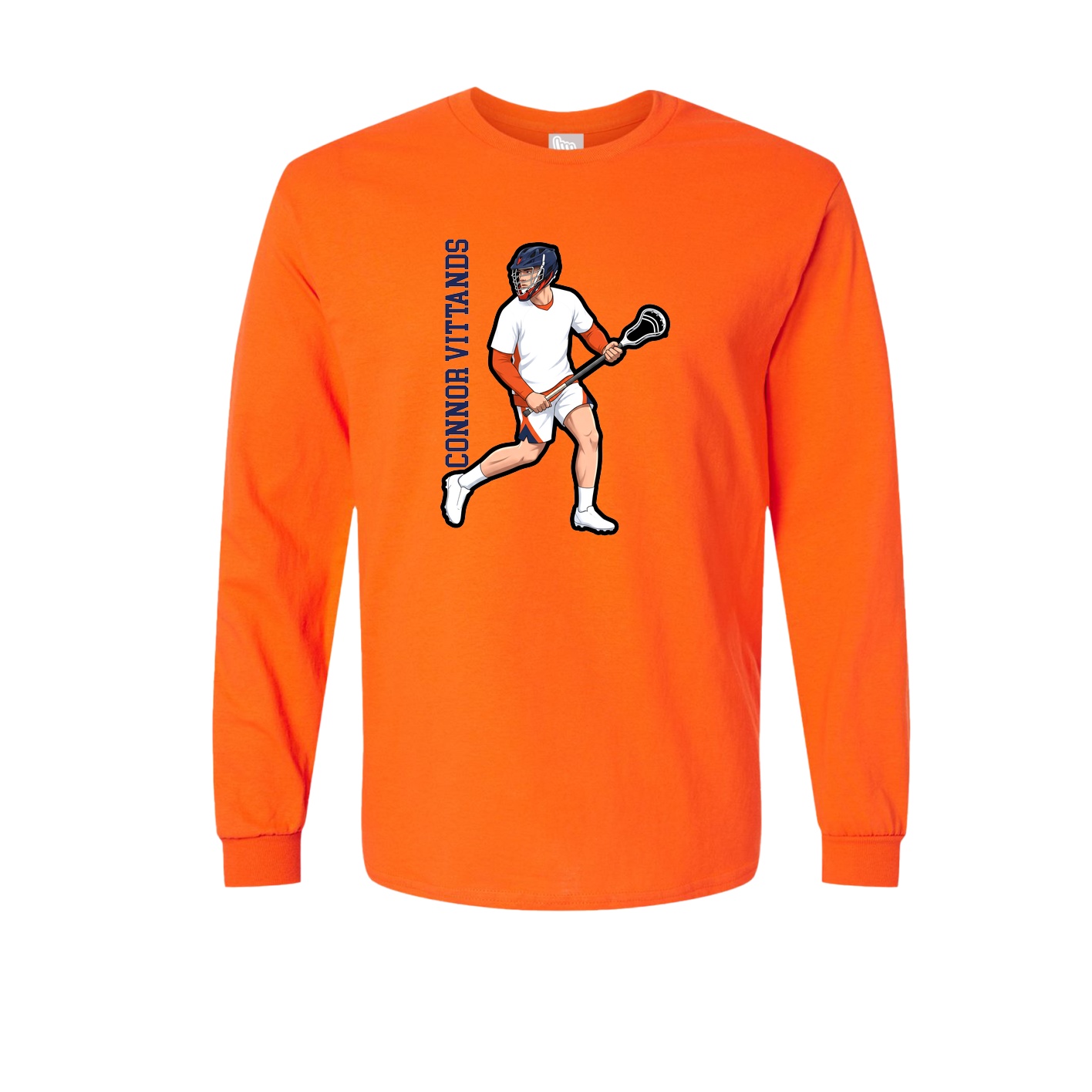 Long Sleeve Tee — Name Vertical in Orange