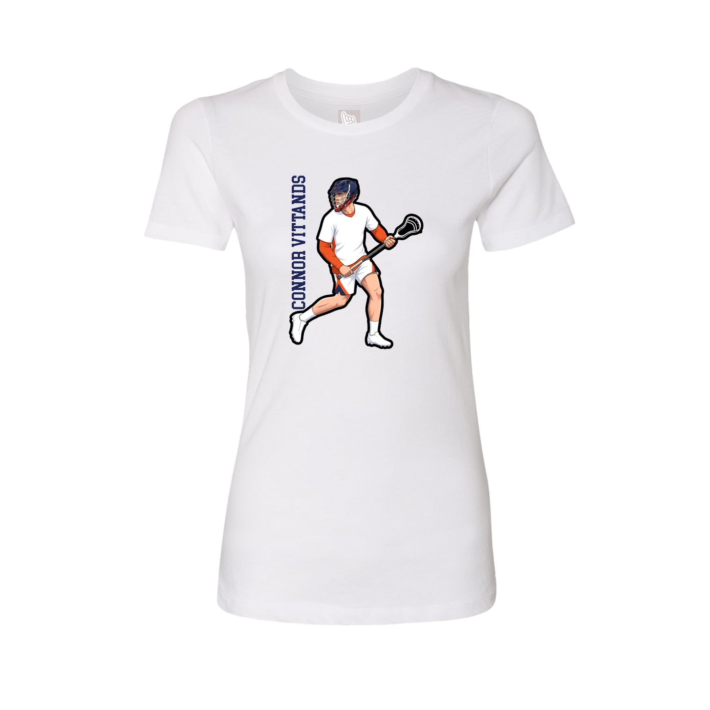 Womens Tee — Name Vertical in White