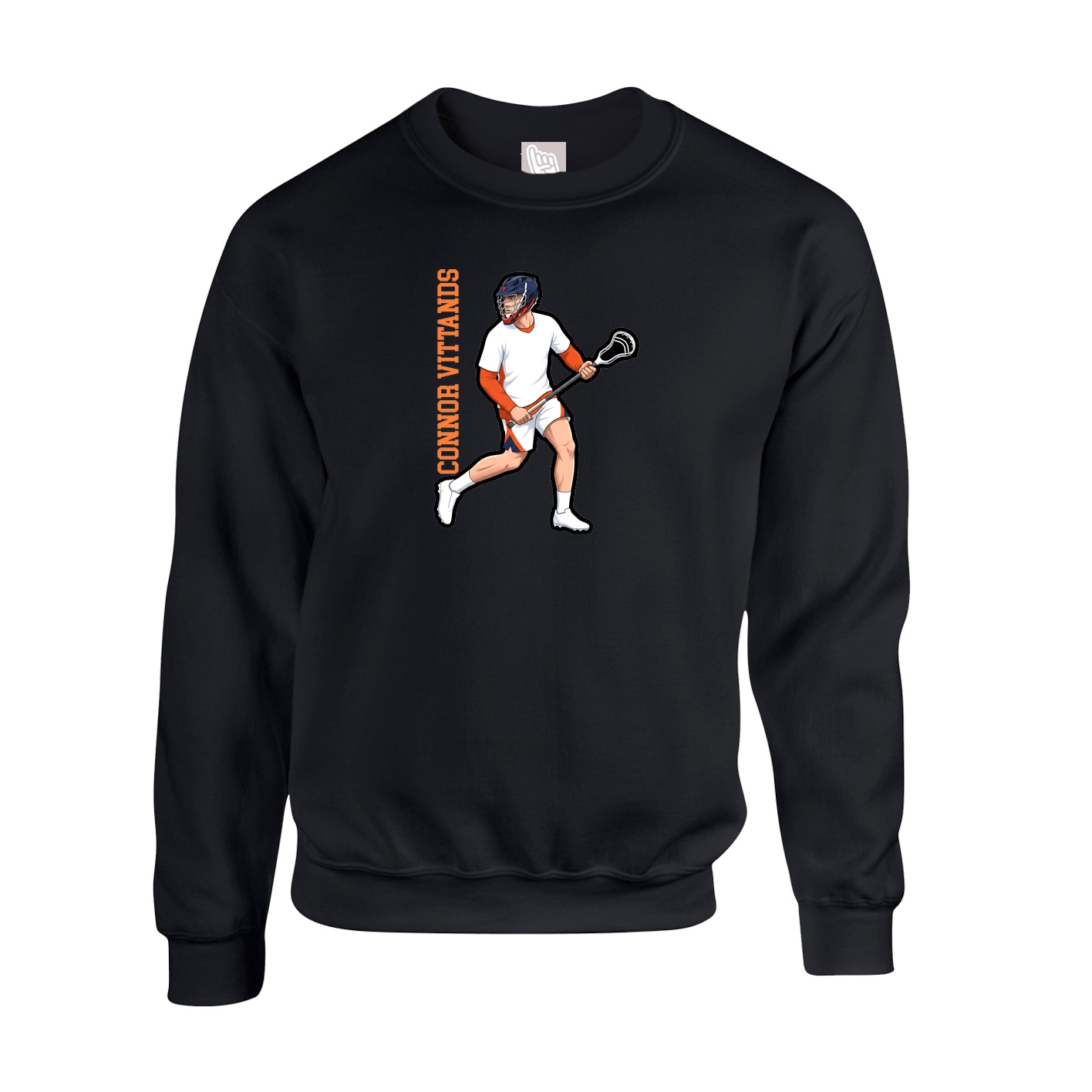 Fleece Crew — Name Vertical in Black