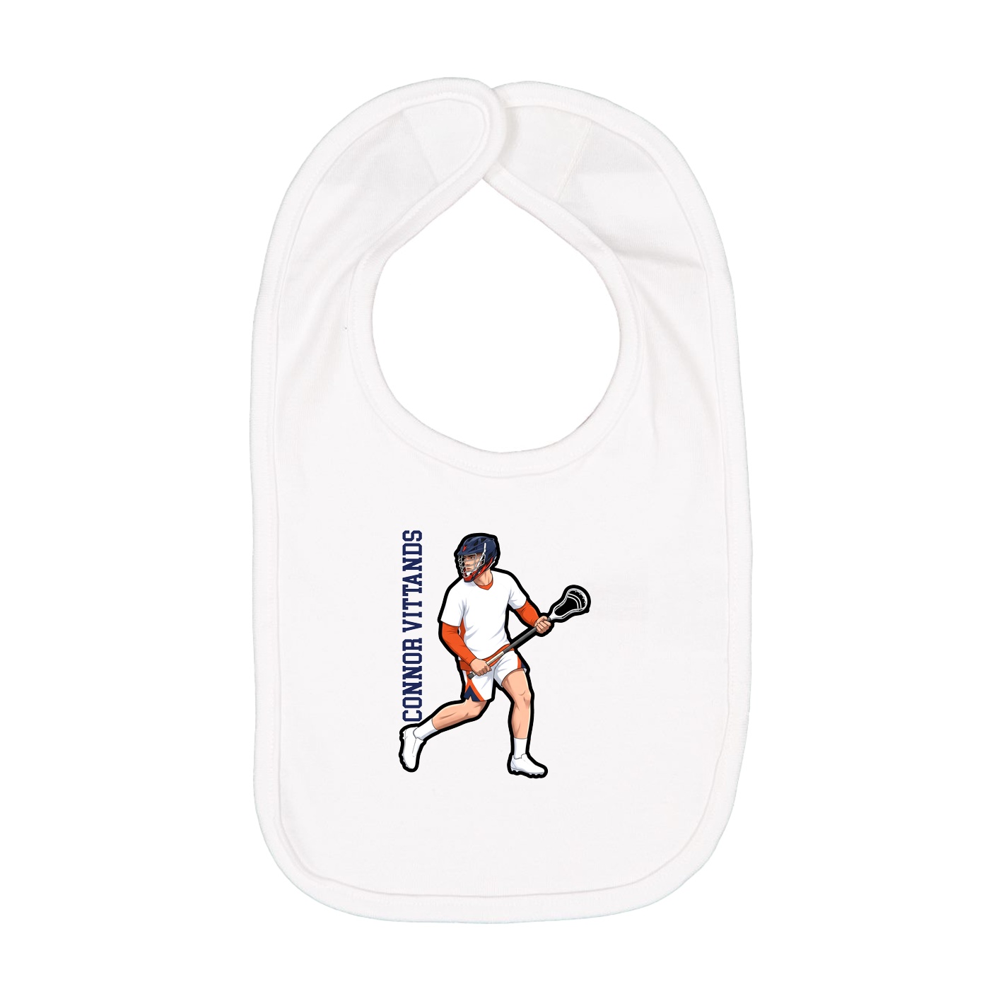 Infant Bib — Name Vertical in White