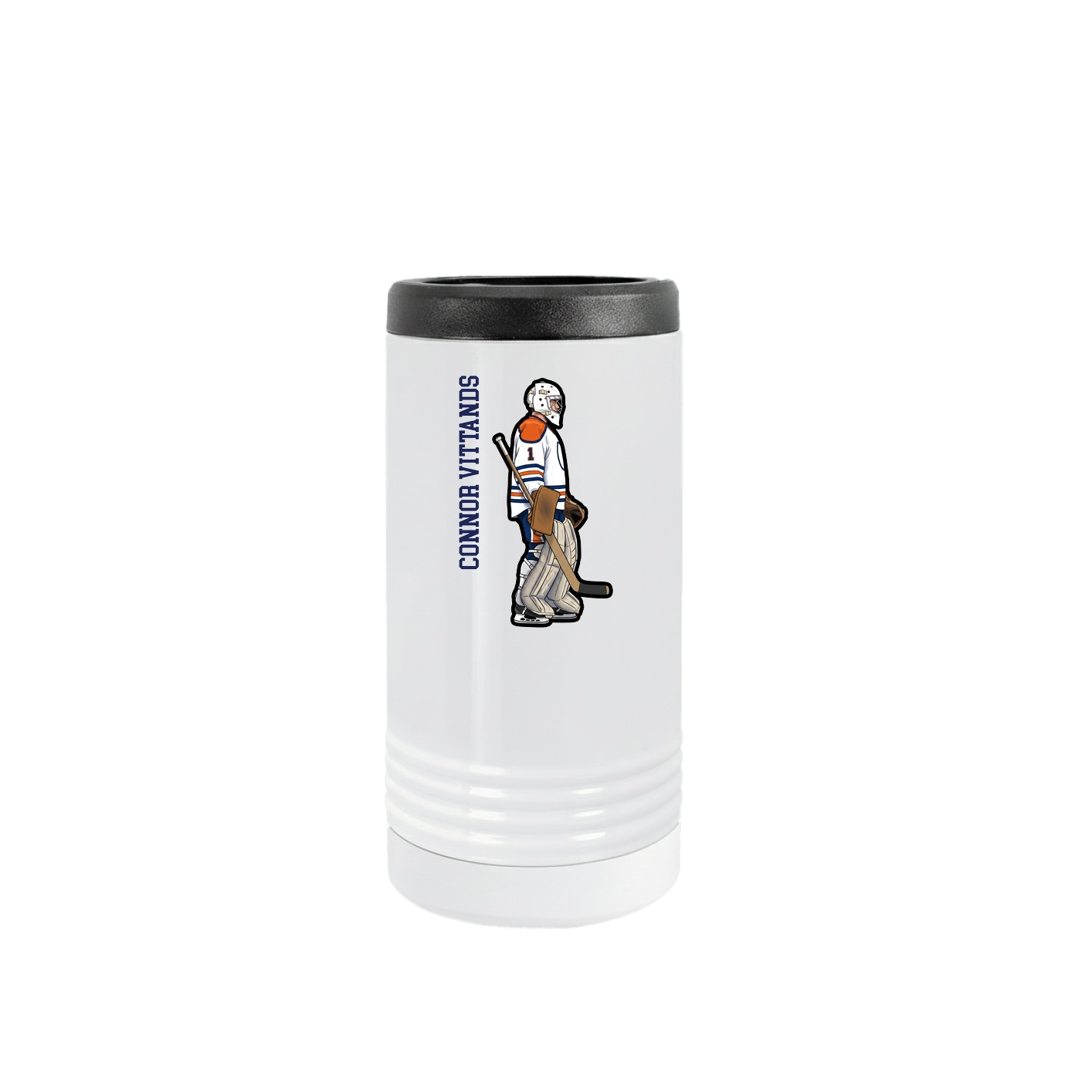 Slim Beverage Holder — Name Vertical in White