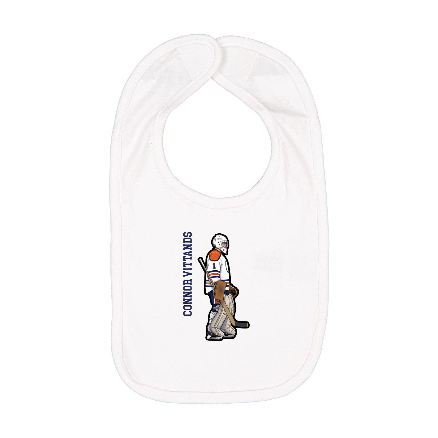 Infant Bib — Name Vertical in White