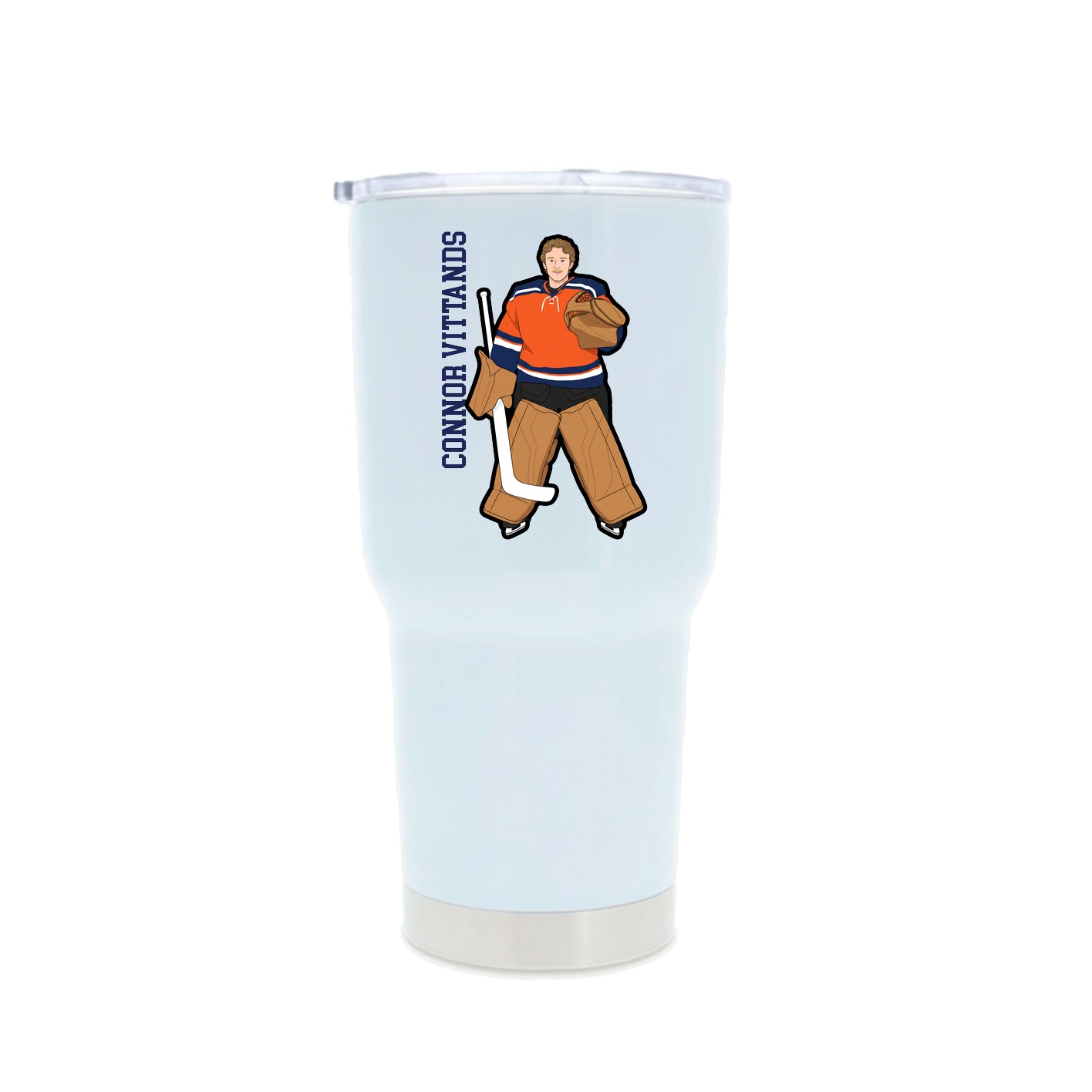 30oz Stainless Steel Tumbler — Name Vertical in White