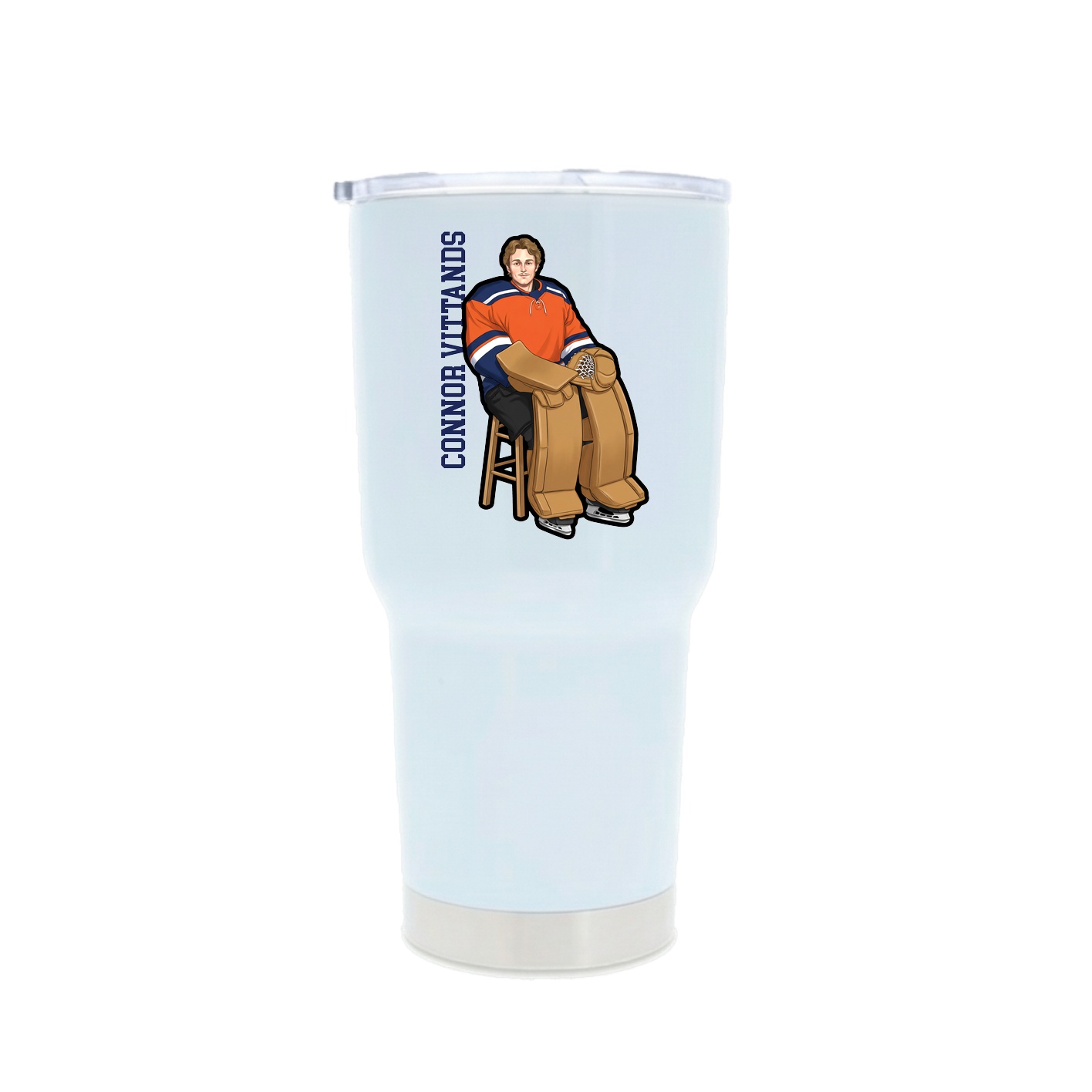 30oz Stainless Steel Tumbler — Name Vertical in White