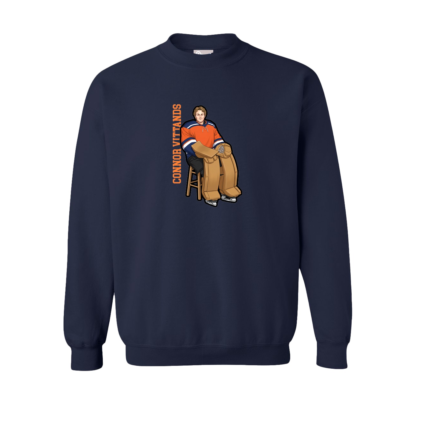 Fleece Crew — Name Vertical in Navy