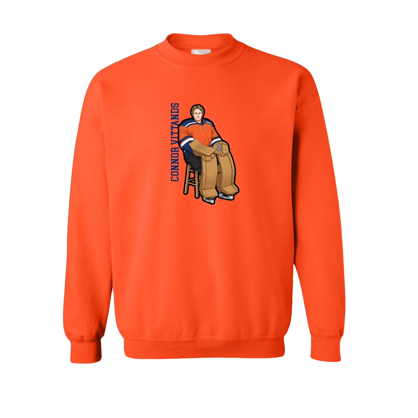 Fleece Crew — Name Vertical in Orange