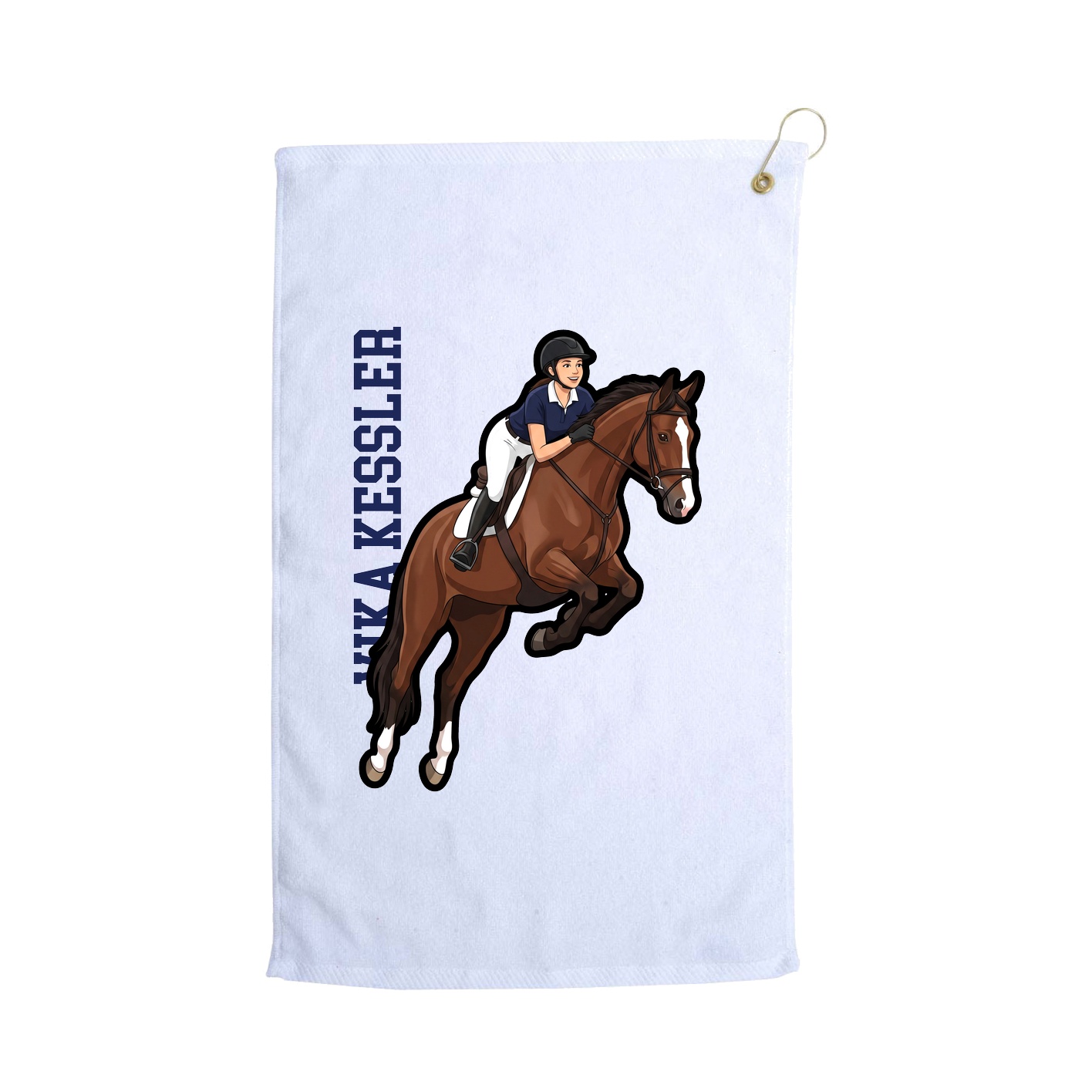Golf Towel — Name Vertical in White