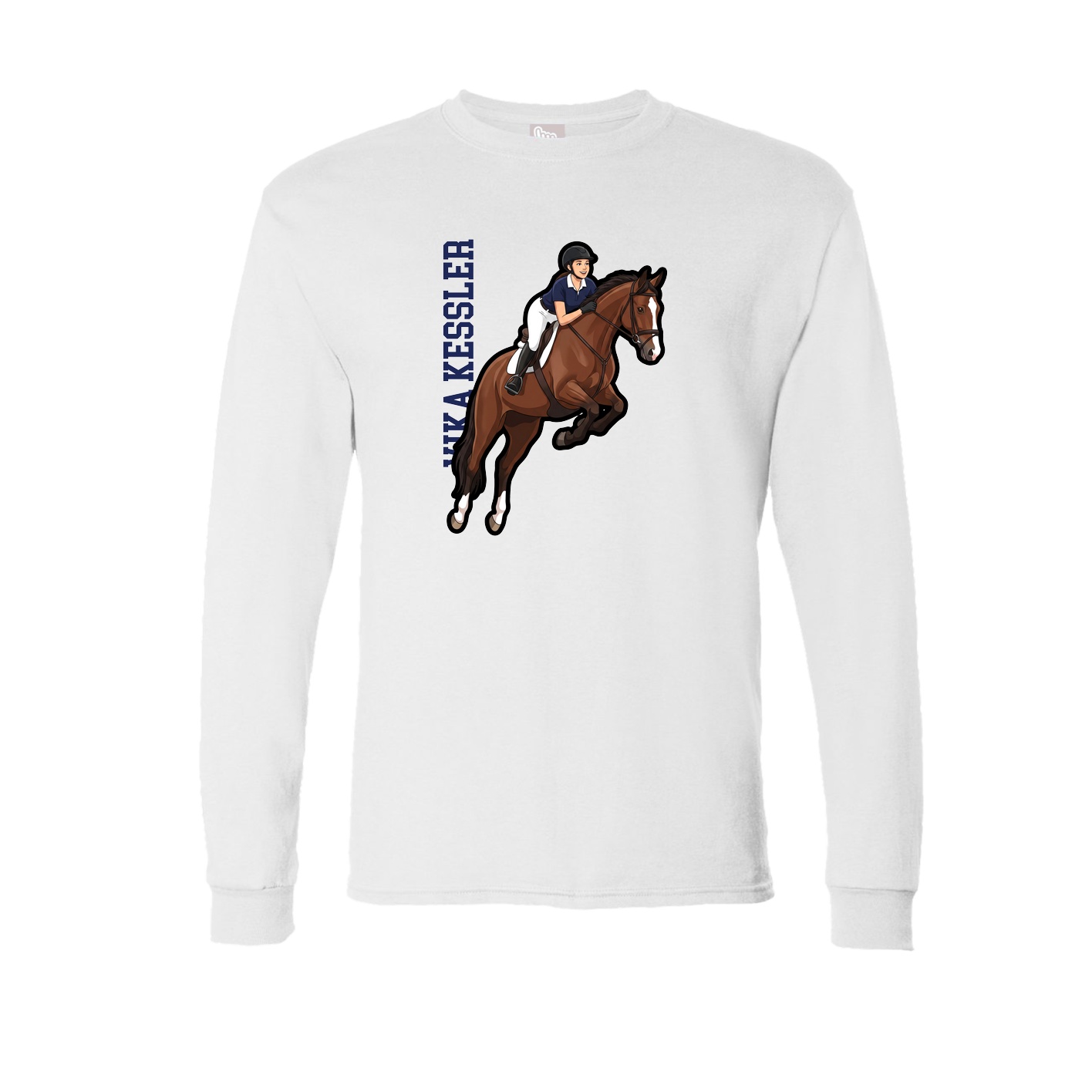 Long Sleeve Tee — Name Vertical in White