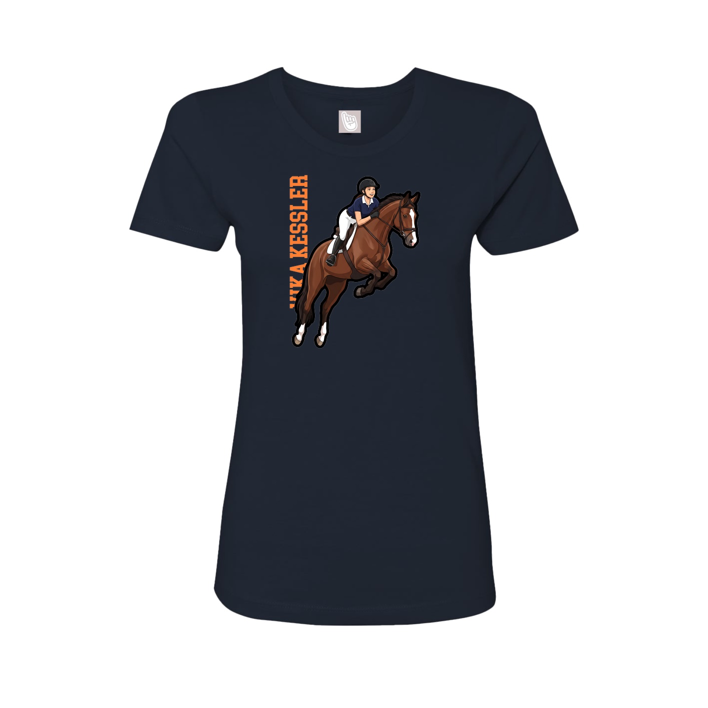 Fitted Women's Tee — Name Vertical in Navy