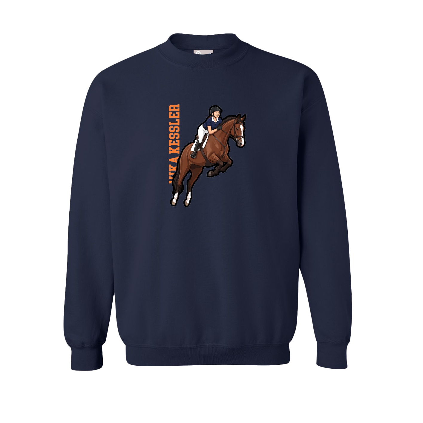 Fleece Crew — Name Vertical in Navy