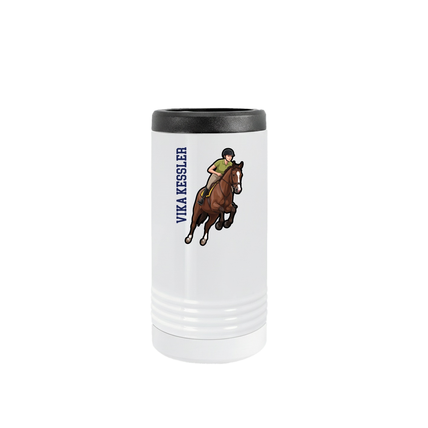 Slim Beverage Holder — Name Vertical in White