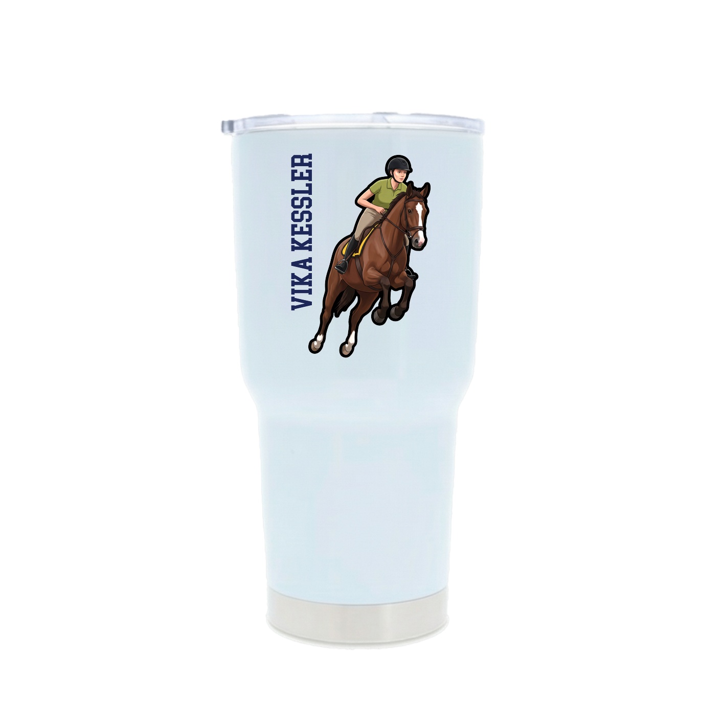 30oz Stainless Steel Tumbler — Name Vertical in White