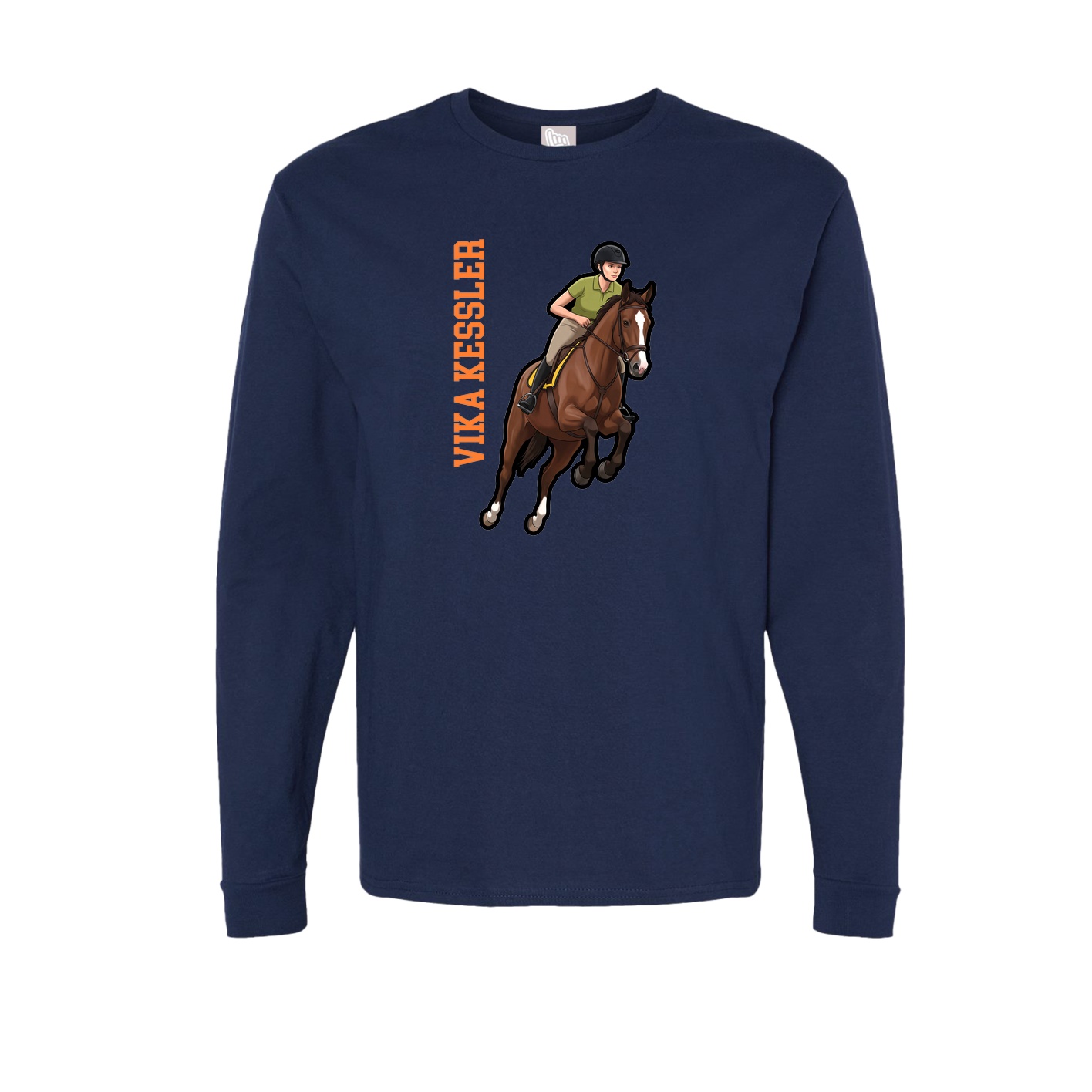 Long Sleeve Tee — Name Vertical in Navy