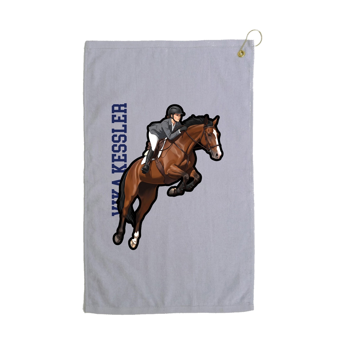 Golf Towel — Name Vertical in Grey