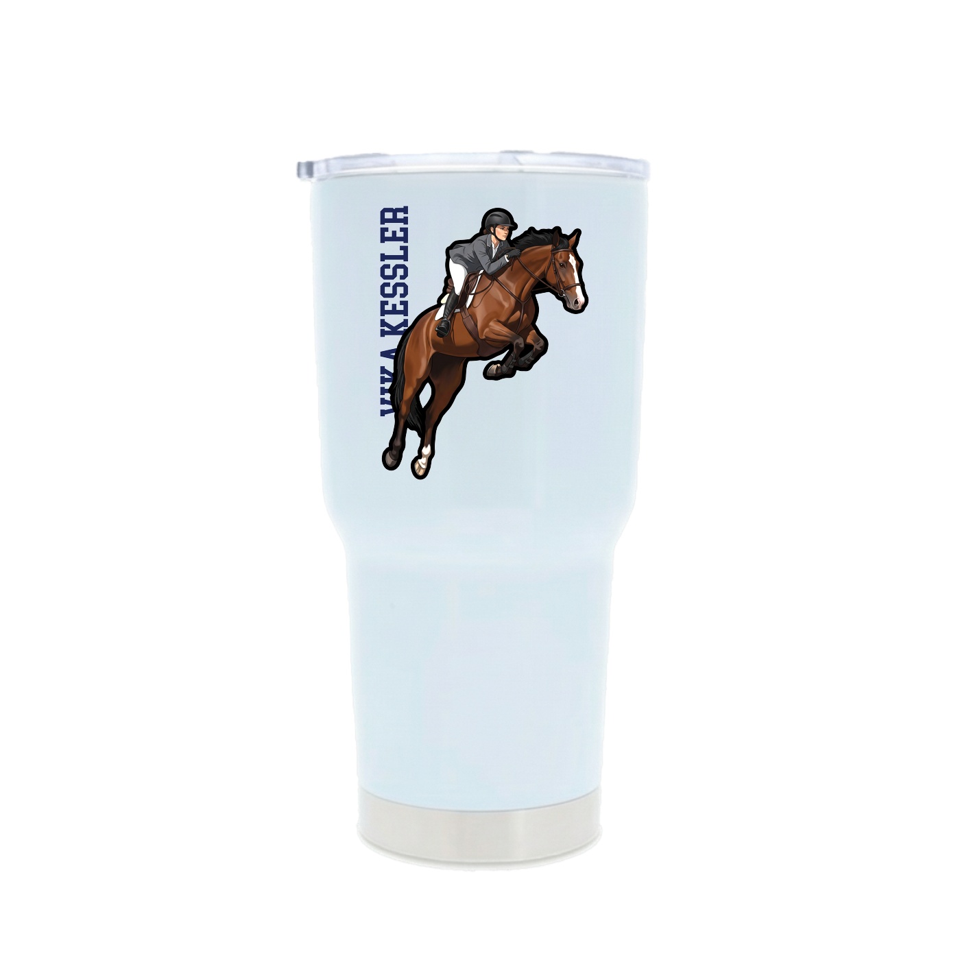 30oz Stainless Steel Tumbler — Name Vertical in White