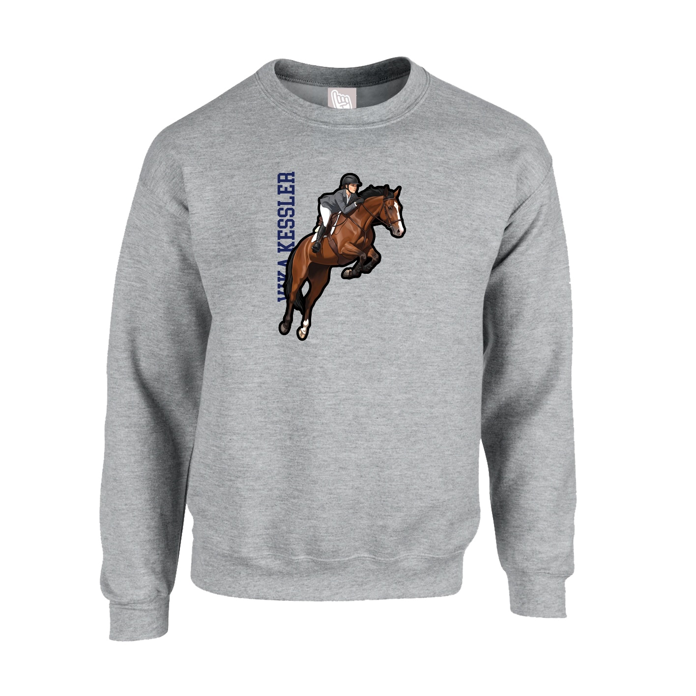 Fleece Crew — Name Vertical in Grey