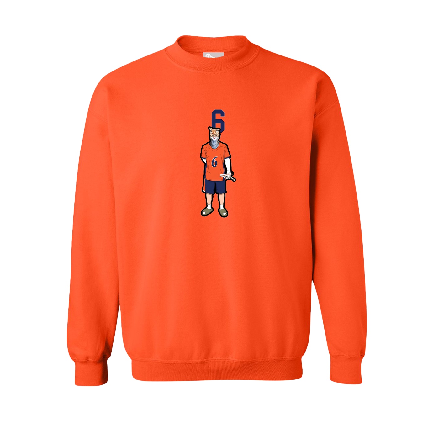 Fleece Crew — Number Top in Orange