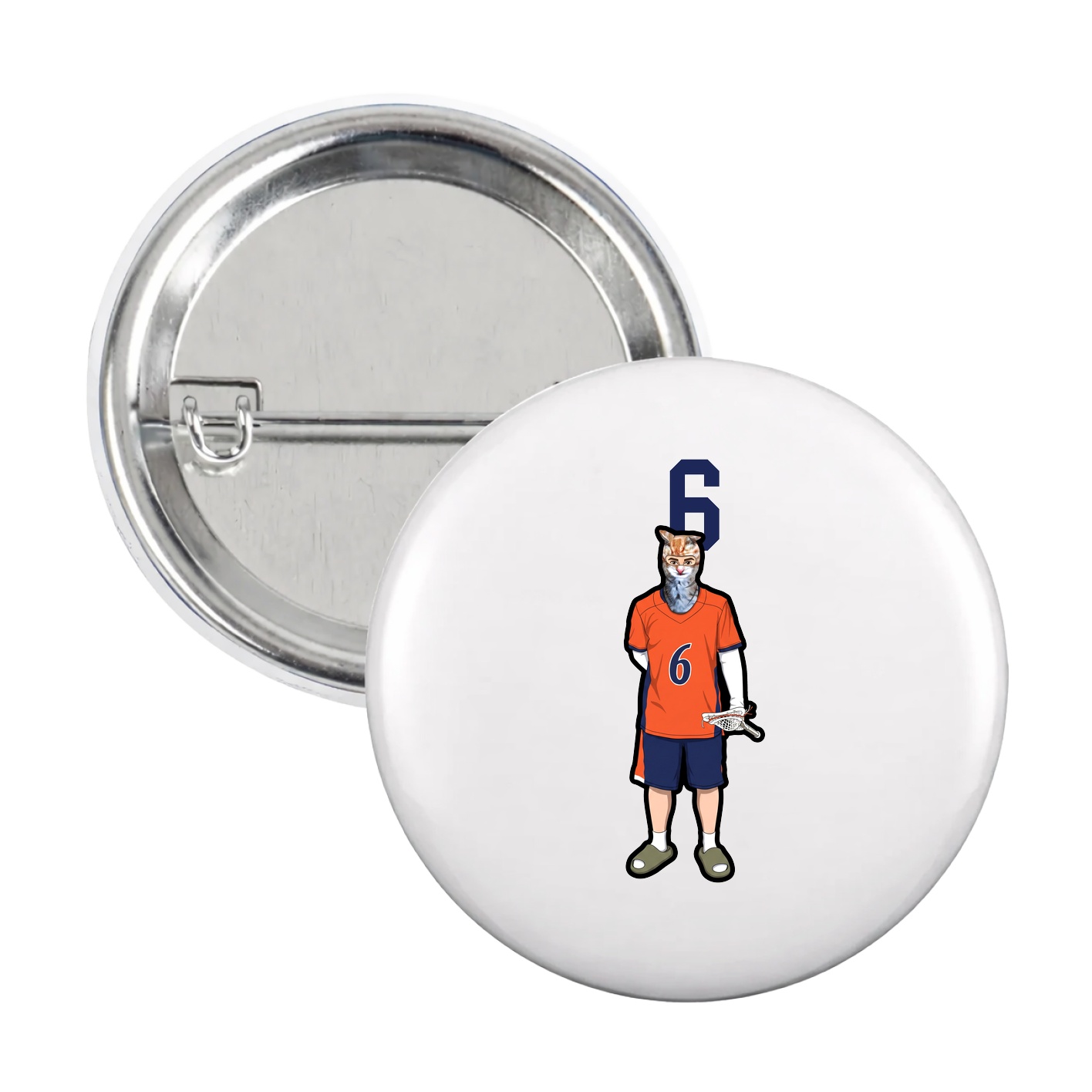 Game Day Button — Number Top in White