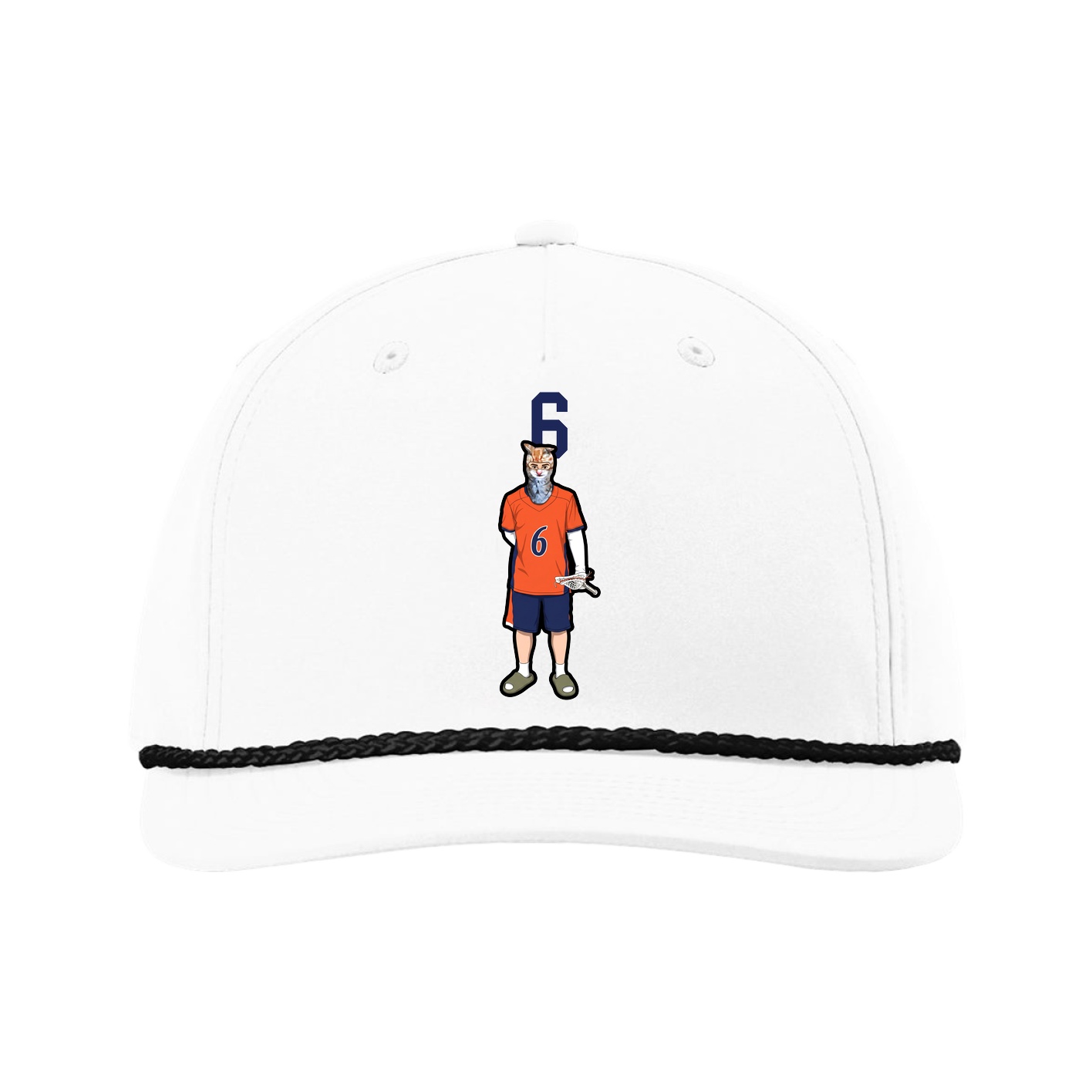 Five-Panel Classic Rope Cap — Number Top in White