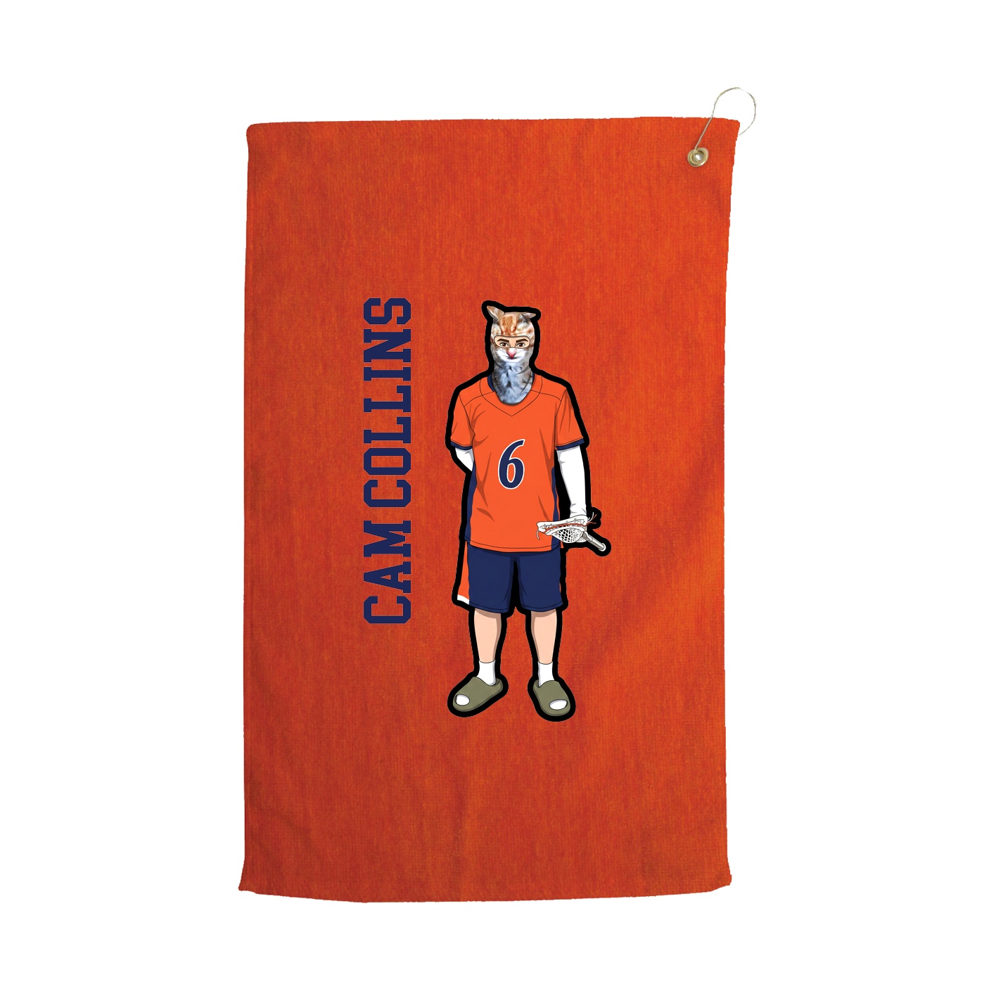 Golf Towel — Name Vertical in Orange
