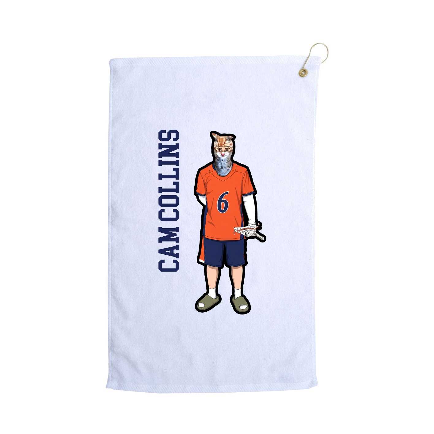 Golf Towel — Name Vertical in White