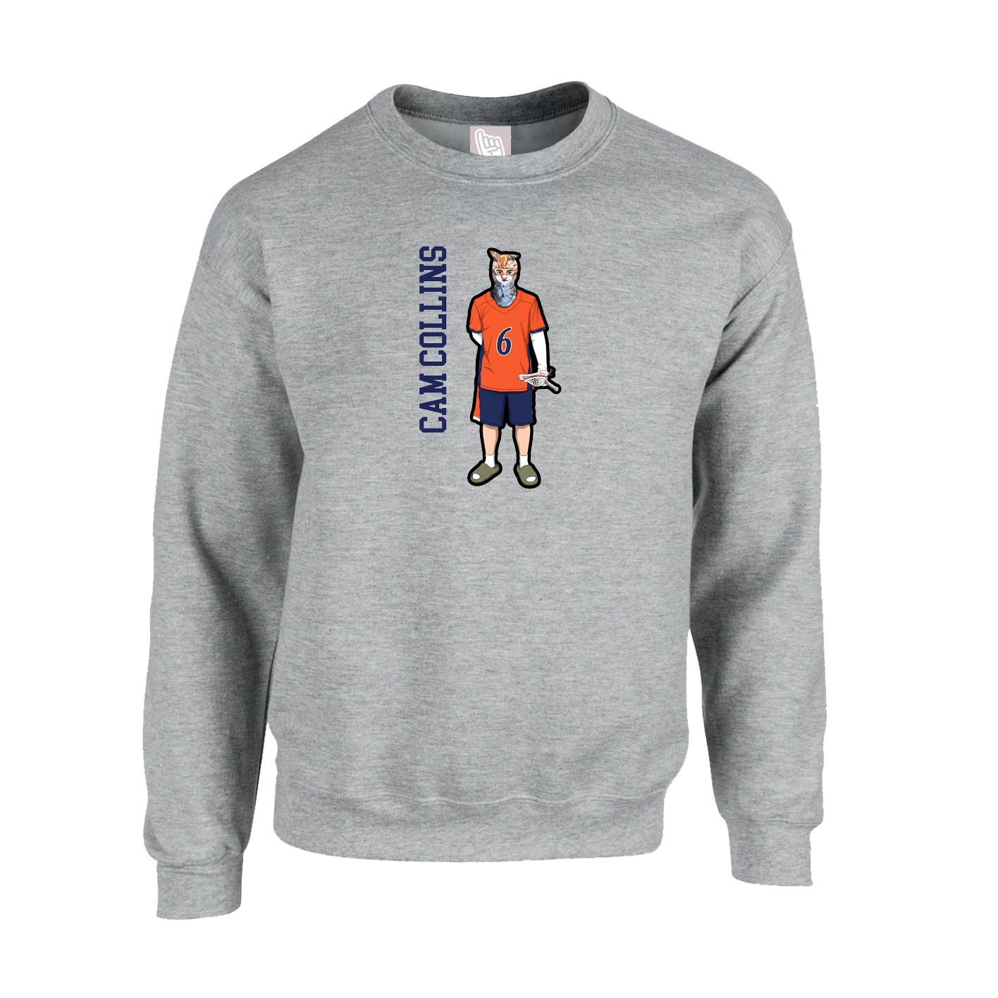 Fleece Crew — Name Vertical in Grey