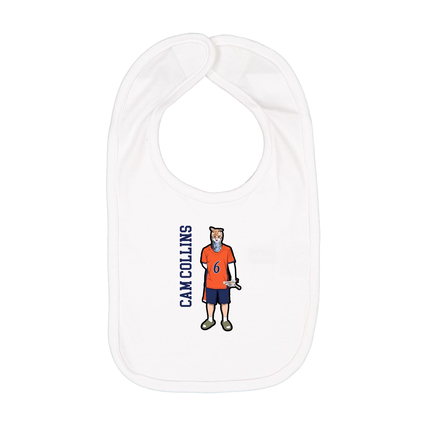 Infant Bib — Name Vertical in White