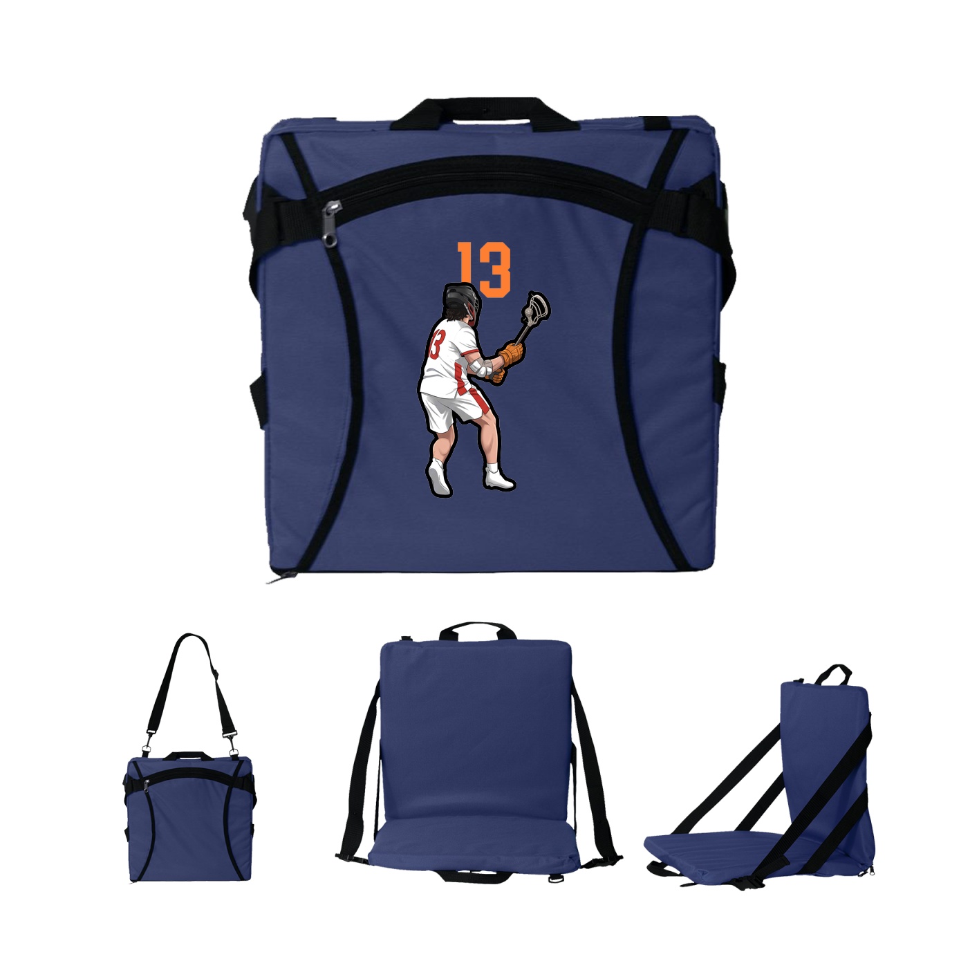 Folding Stadium Seat — Number Top in Navy