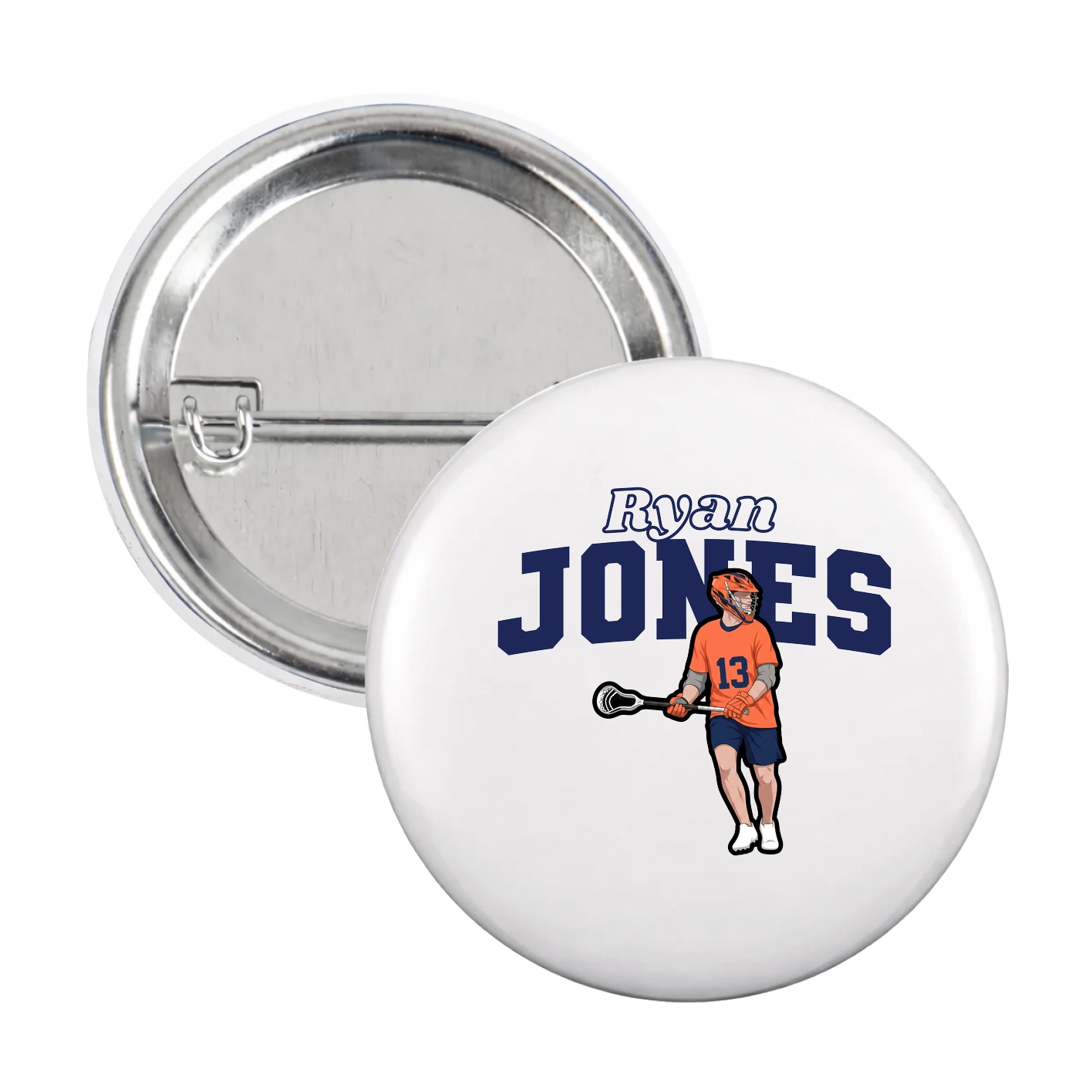 Game Day Button — Name Arch in White
