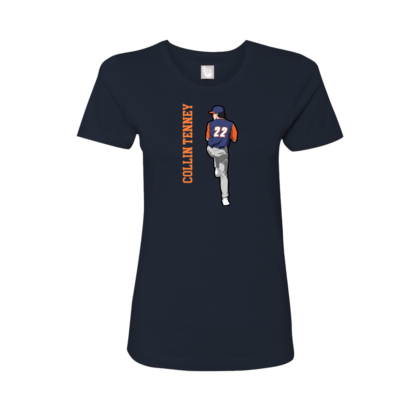 Fitted Women's Tee — Name Vertical in Navy