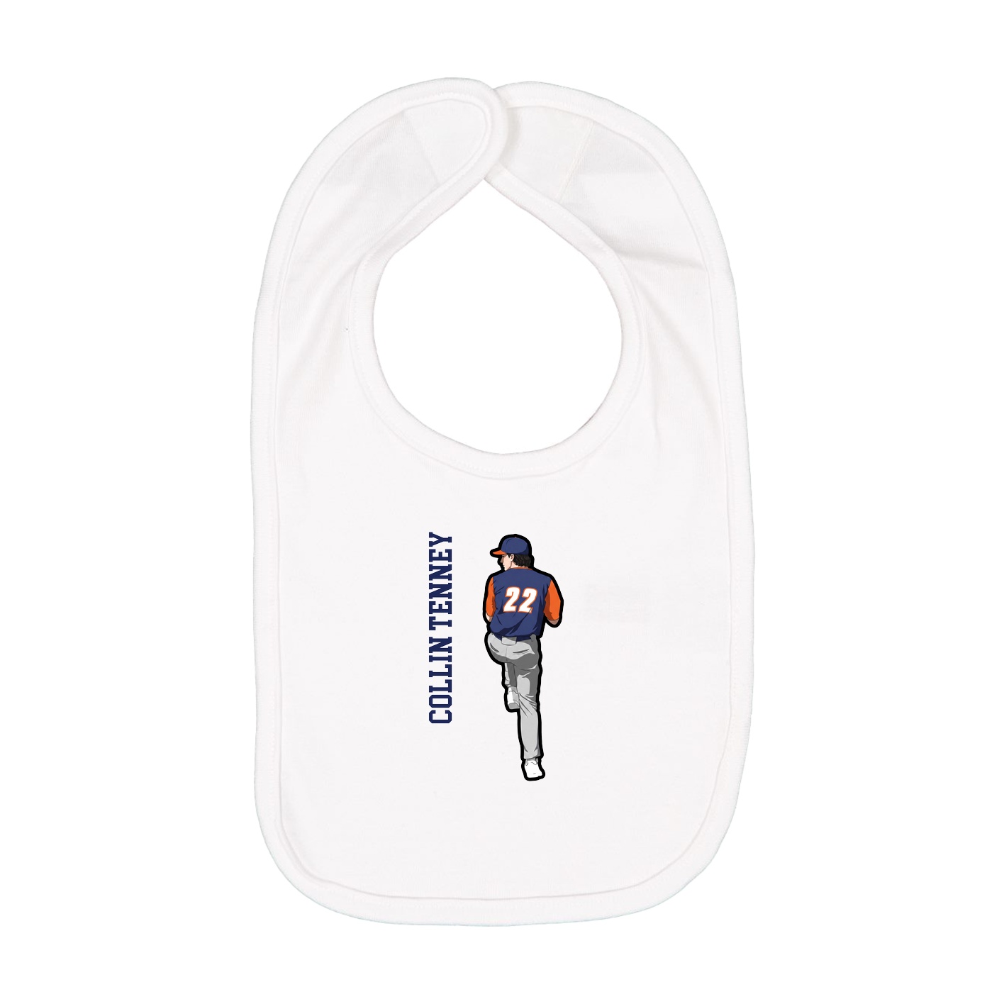 Infant Bib — Name Vertical in White