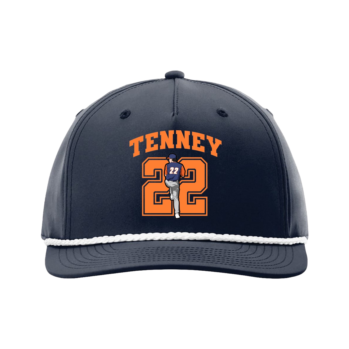 Five-Panel Classic Rope Cap — Number in Navy