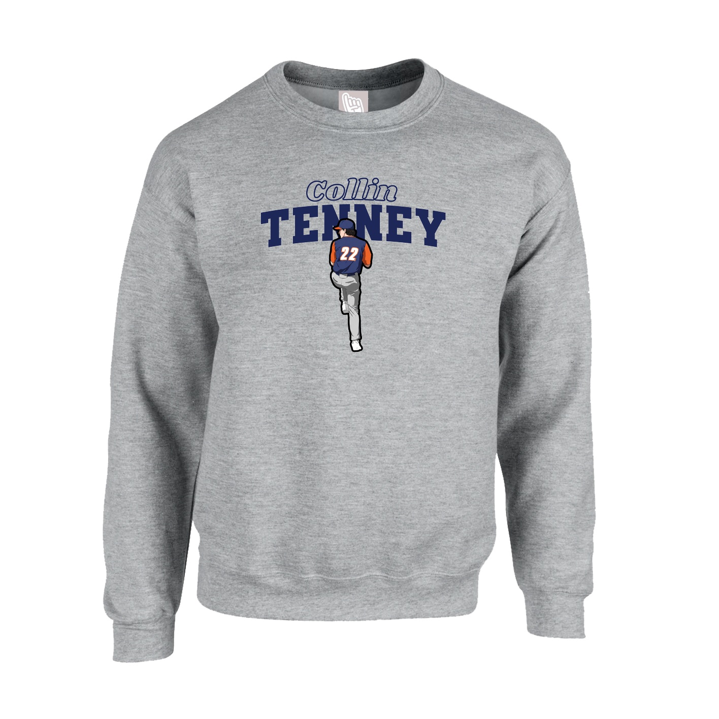 Fleece Crew — Name Arch in Grey