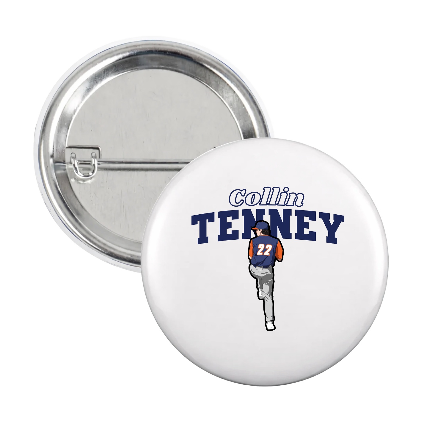 Game Day Button — Name Arch in White