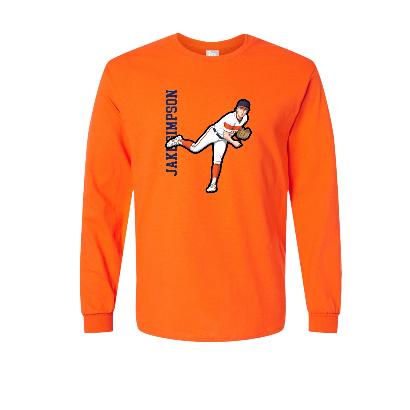 Long Sleeve Tee — Name Vertical in Orange