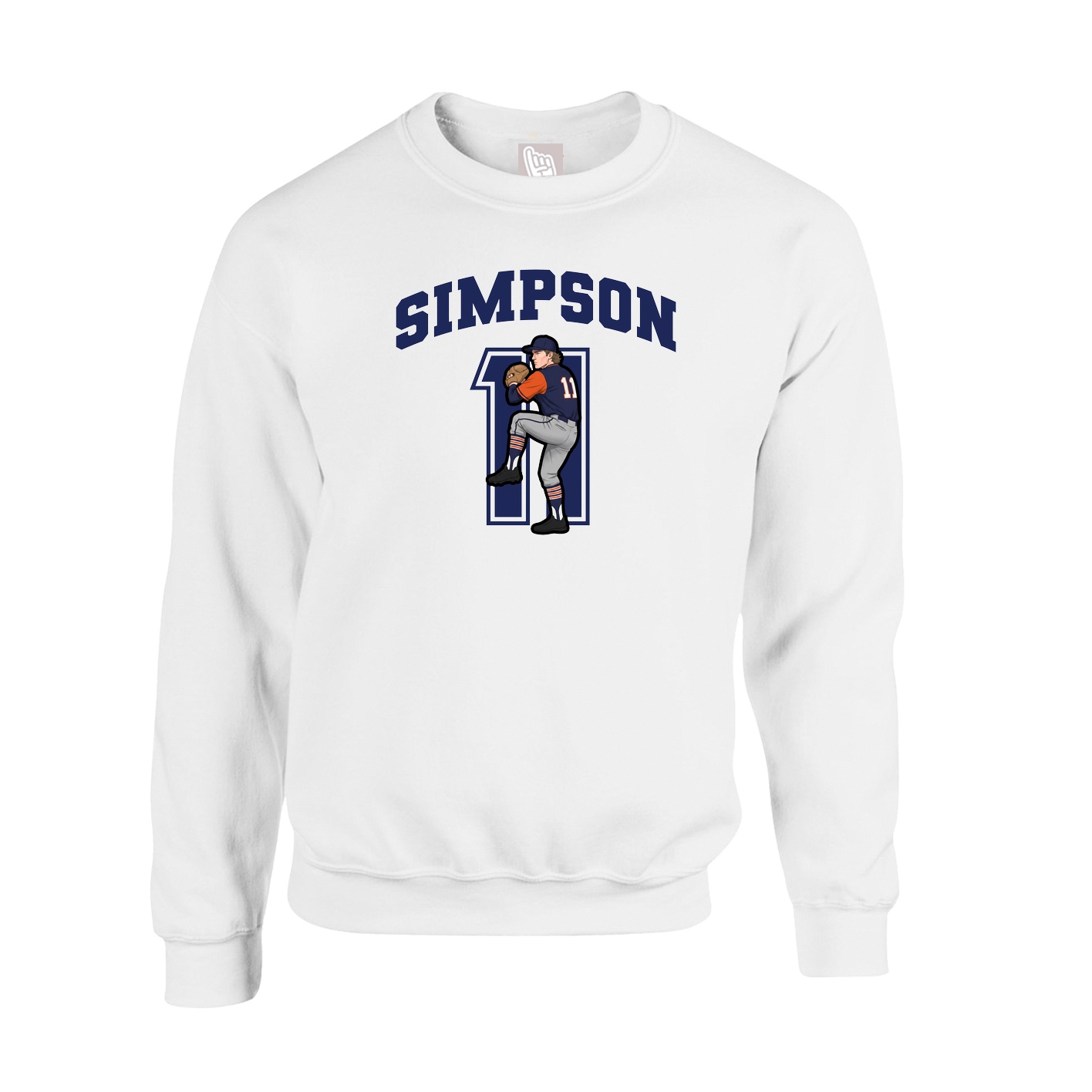 Fleece Crew — Number in White