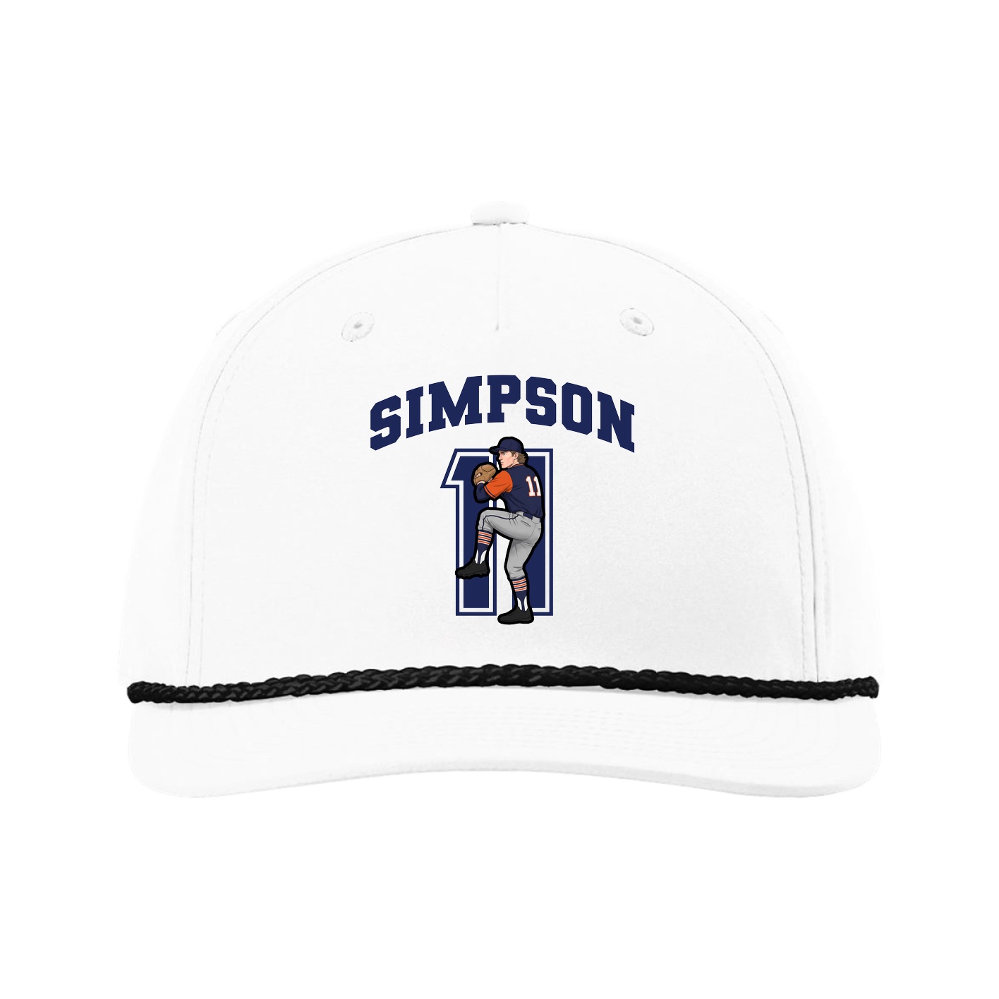 Five-Panel Classic Rope Cap — Number in White