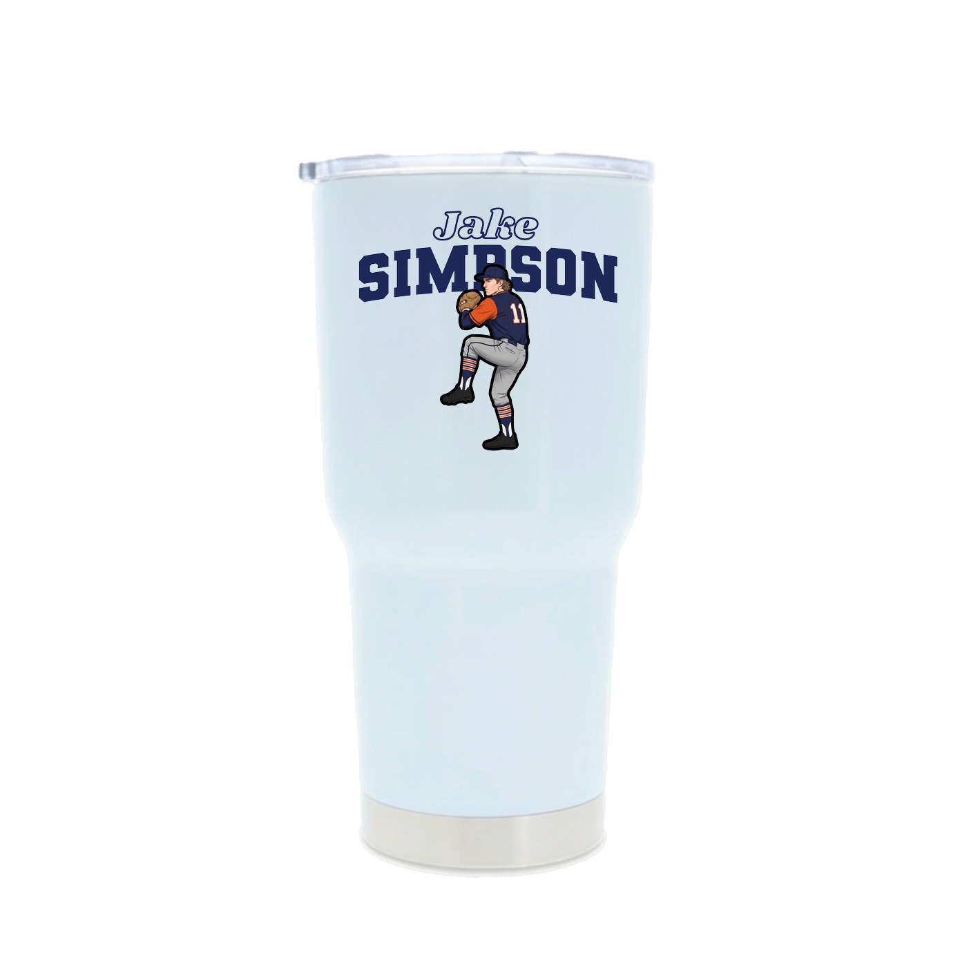 30oz Stainless Steel Tumbler — Name Arch in White