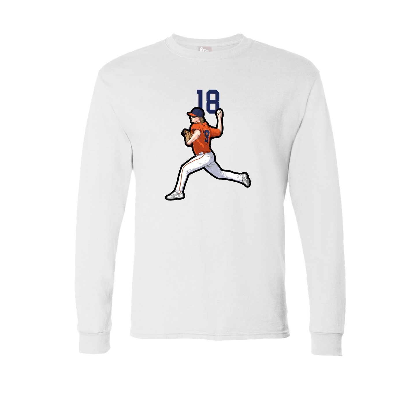 Long Sleeve Tee — Number Top in White