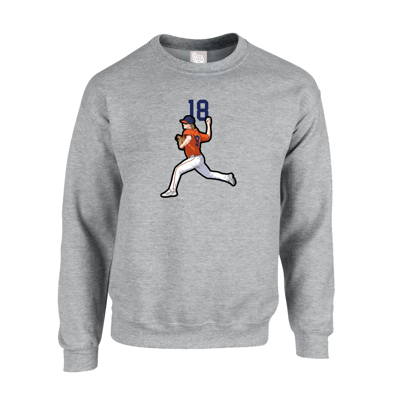 Fleece Crew — Number Top in Grey
