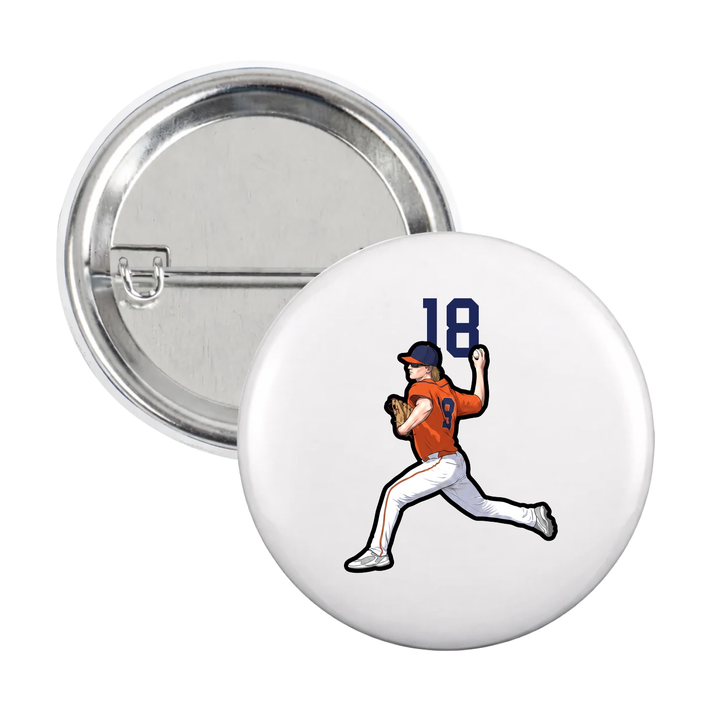 Game Day Button — Number Top in White
