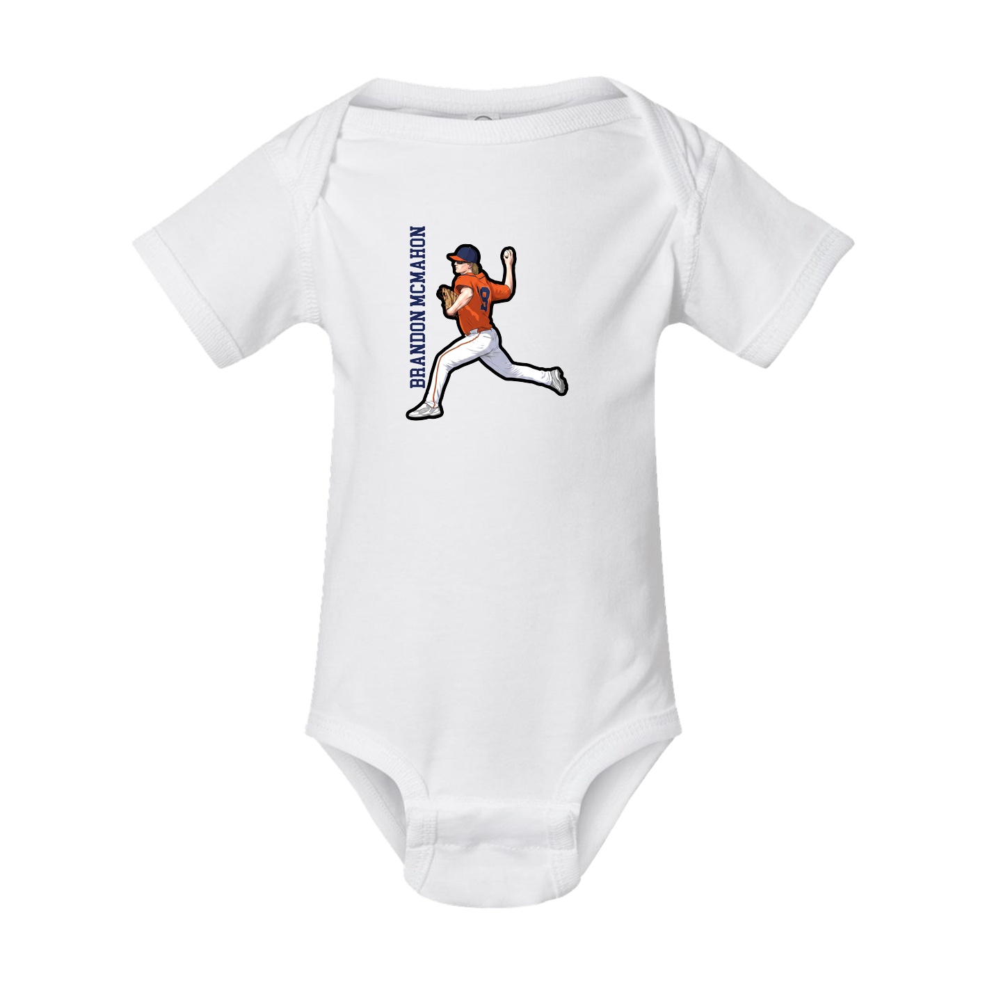Baby Onesie — Name Vertical in White