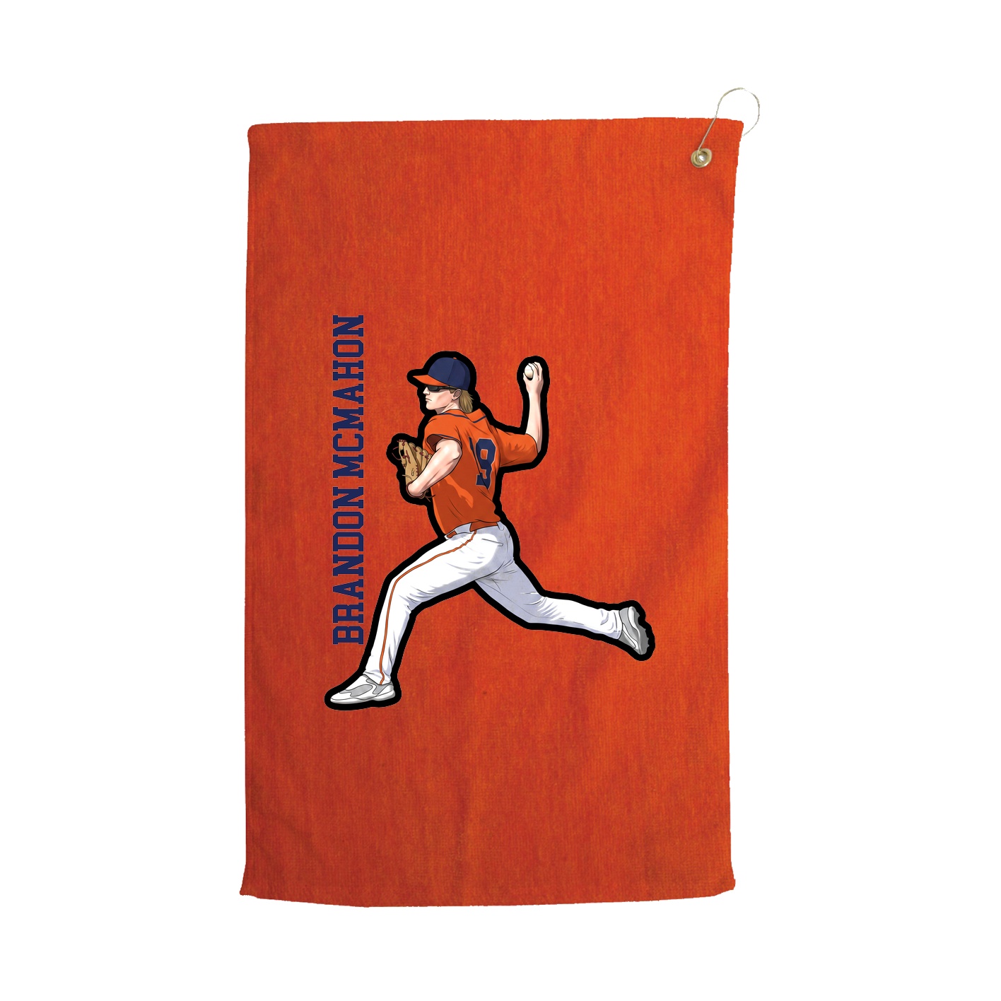 Golf Towel — Name Vertical in Orange